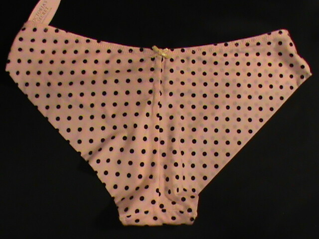 Victoria’s Secret cheekini S satin panty cream-beige black polka-dot vintage NWT