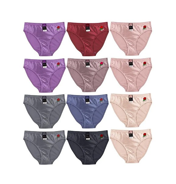 Women’s Nylon Blend Panties Satin Smooth Stretch Bikini Briefs 12 Pack