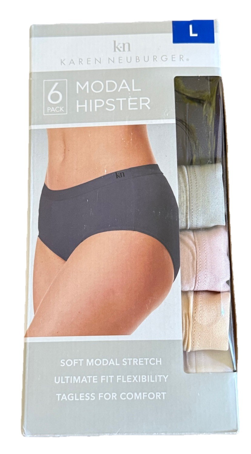 Karen Neuburger Women’s Underwear Panties 6-Pack Soft Modal Hipster ~ LARGE