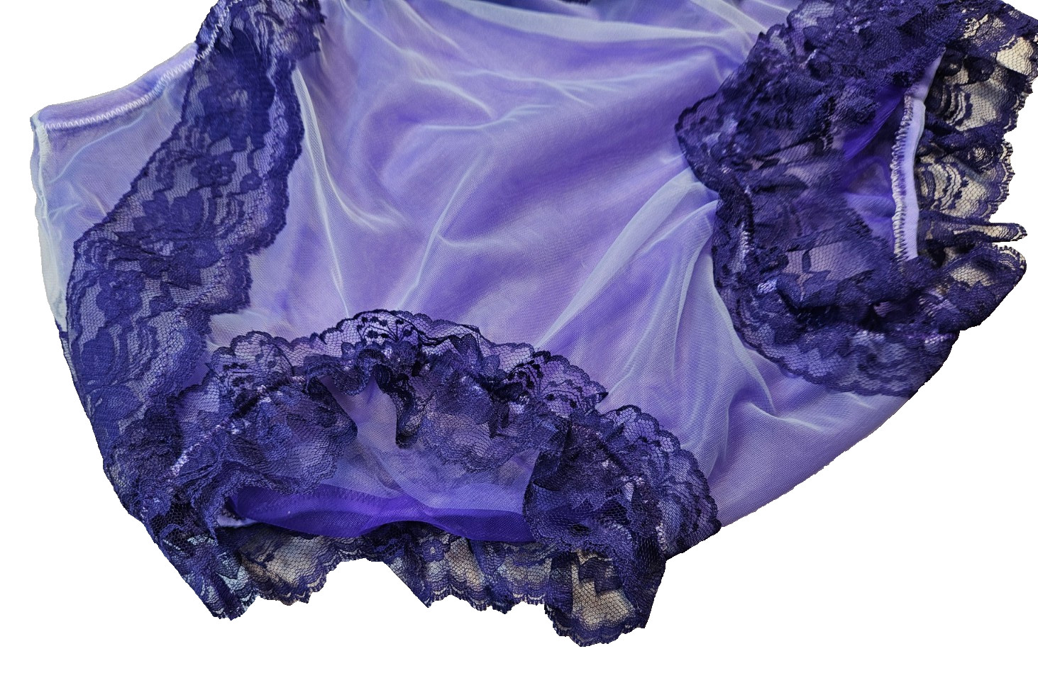 2 Layer BLUE & PURPLE SHEER Nylon Bloomer SISSY PANTY Men Women 27-42 Waist **