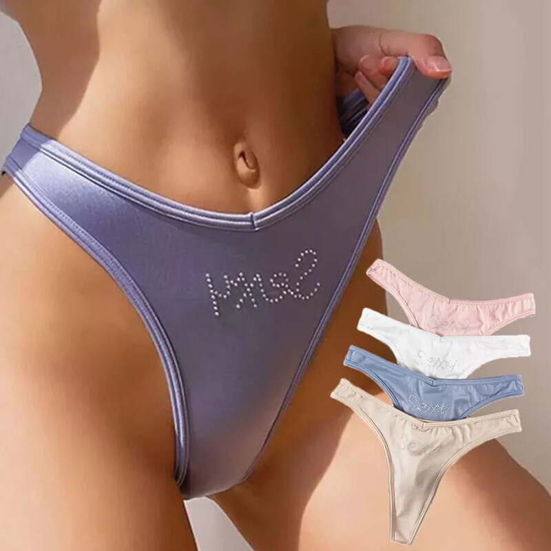 4 Pack Lot Womens Satin Panties Briefs Bikinis Lingeries Sexy Underwear T back