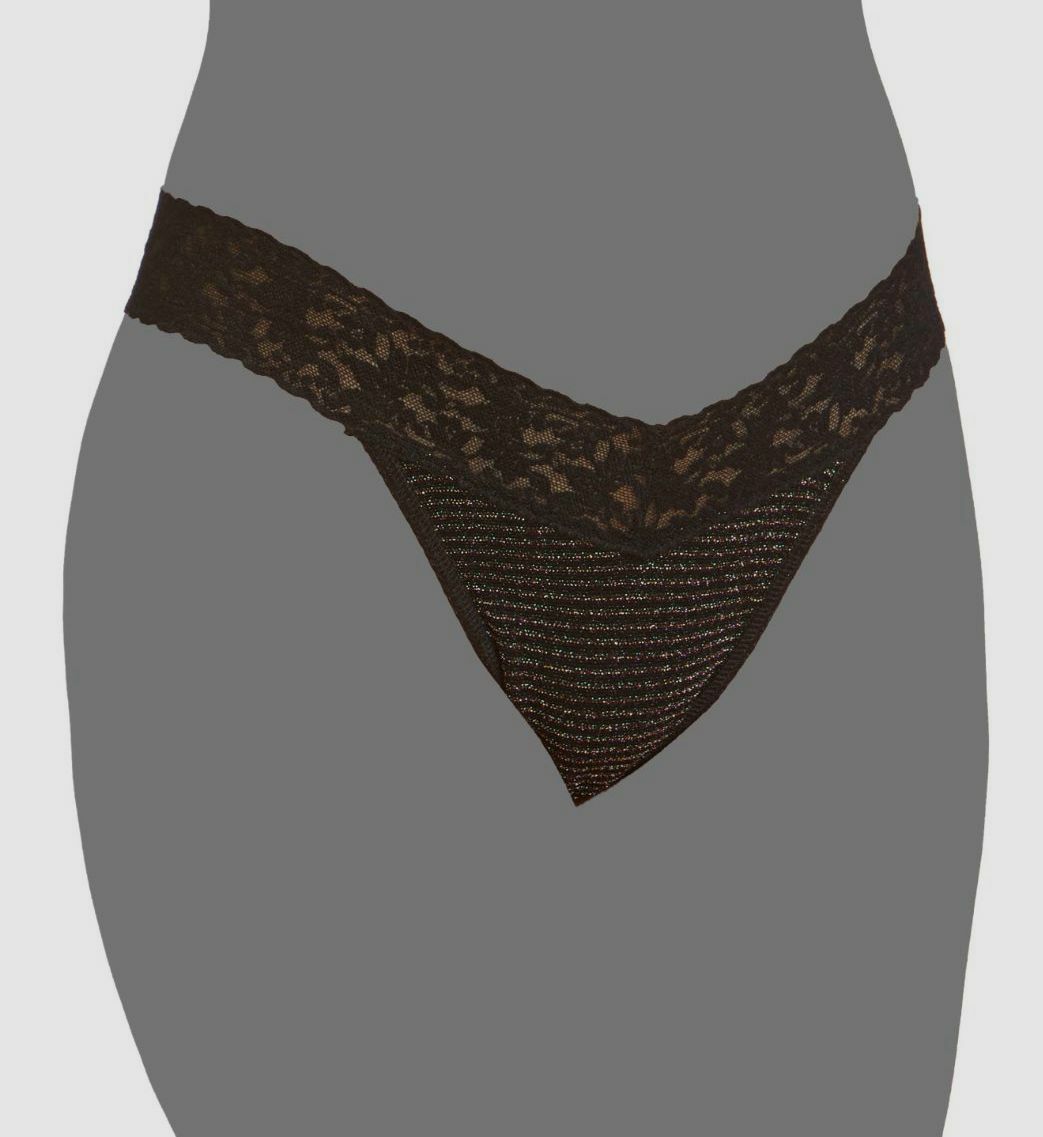 $25 Hanky Panky Women’s Black Prismatic Stripe Low-Rise Thong Panties One Size