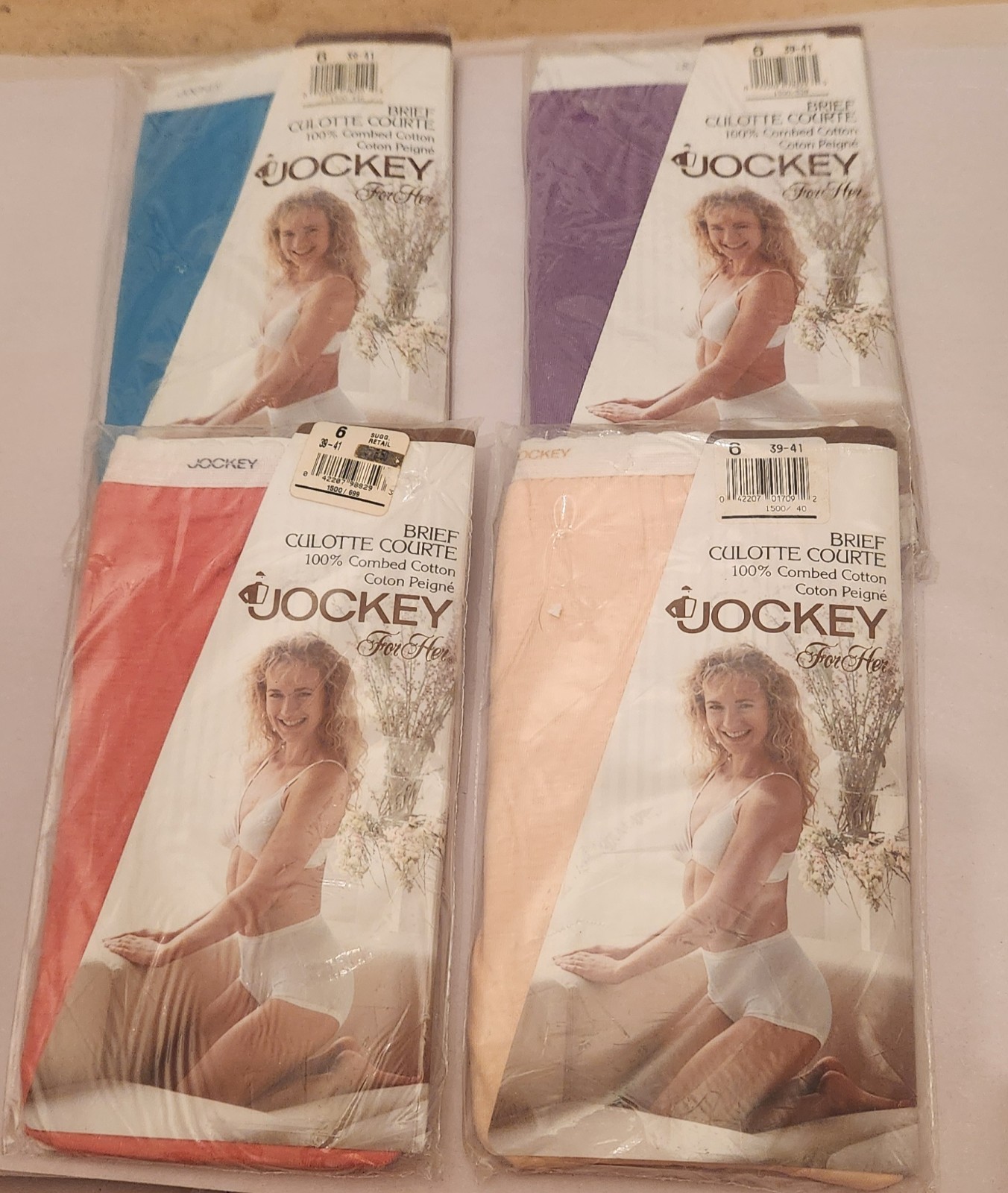 Jockey For Her Brief Culotte Courte Panties Size 6 Lot of 4 VTG 90s. 4 Colors