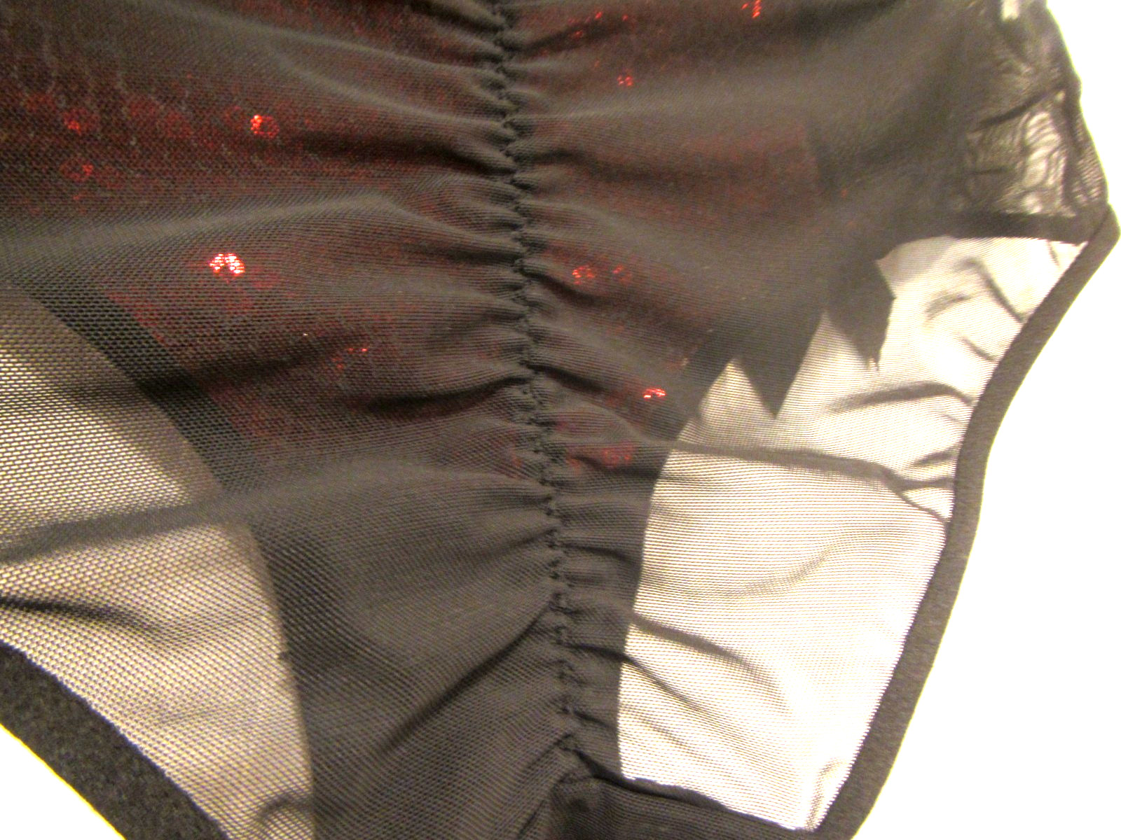 Red and Black Zebra Animal Print Sequin Sheer Back Hipster Panty L