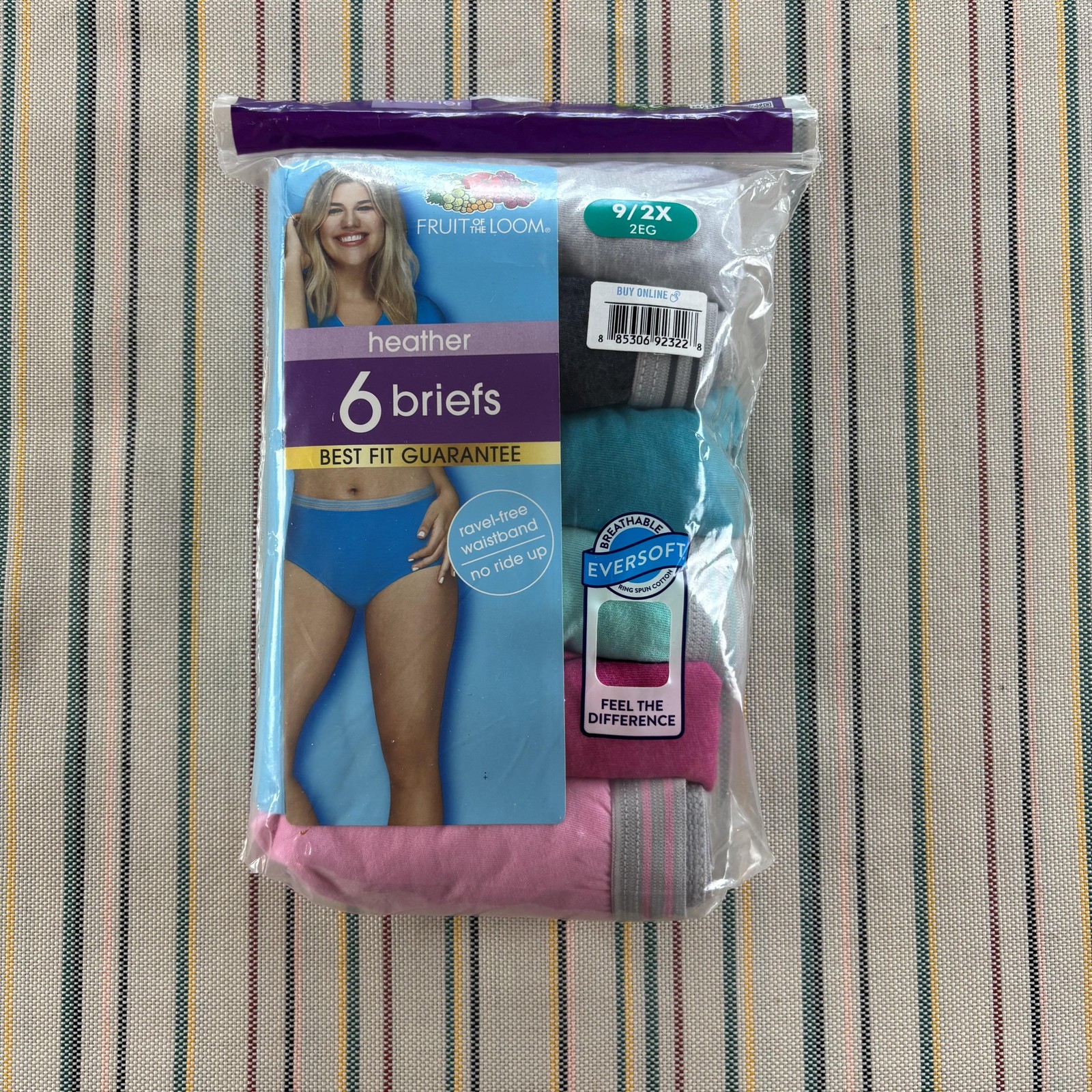 Fruit of the Loom Briefs Womens 2XL 6 Pack Heather Assorted Colors Cotton Blend