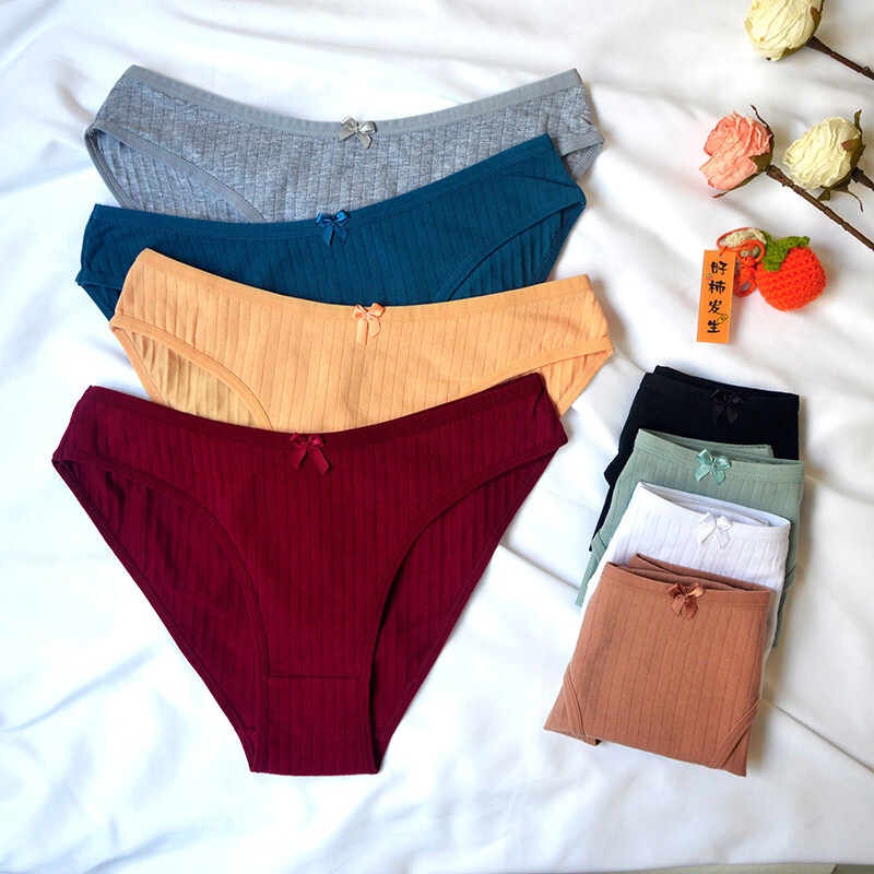 8pcs/lot Cute Bowtie Briefs Underwear Panties Women Girls Sexy Cotton Intimates