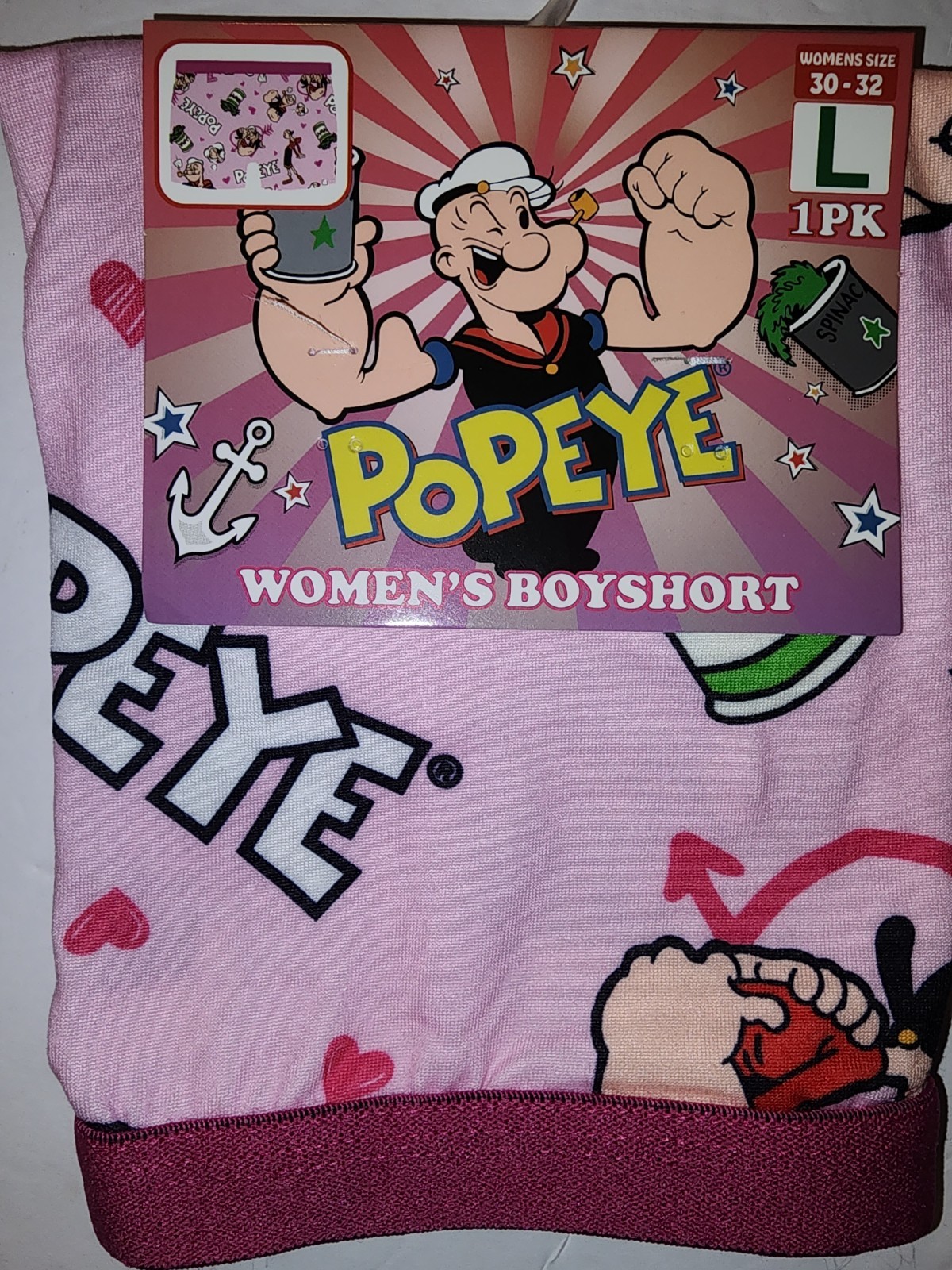 New Popeye Women’s Boy Short Size Large 30-32