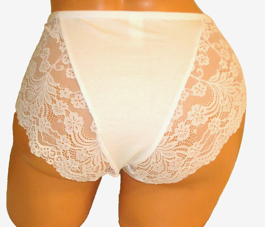 Panties Lingerie White Lace Brief 0XL Adult Gift