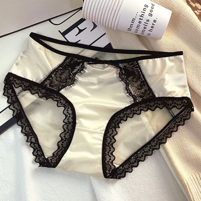 Lot 5 Packs Womens Sexy French Lace Sheer Satin Panties Briefs Cheeky Underwear
