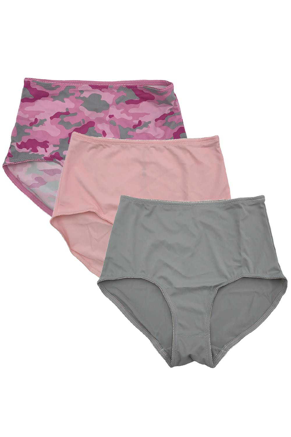 Rhonda Shear 3-pack Smoothing Brief Pink Camo/Light Gray/Light Pink
