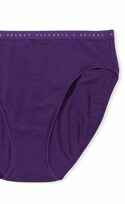 M L Purple Grape Stretch Cotton Victorias Secret High-Leg Waist Brief Pantie