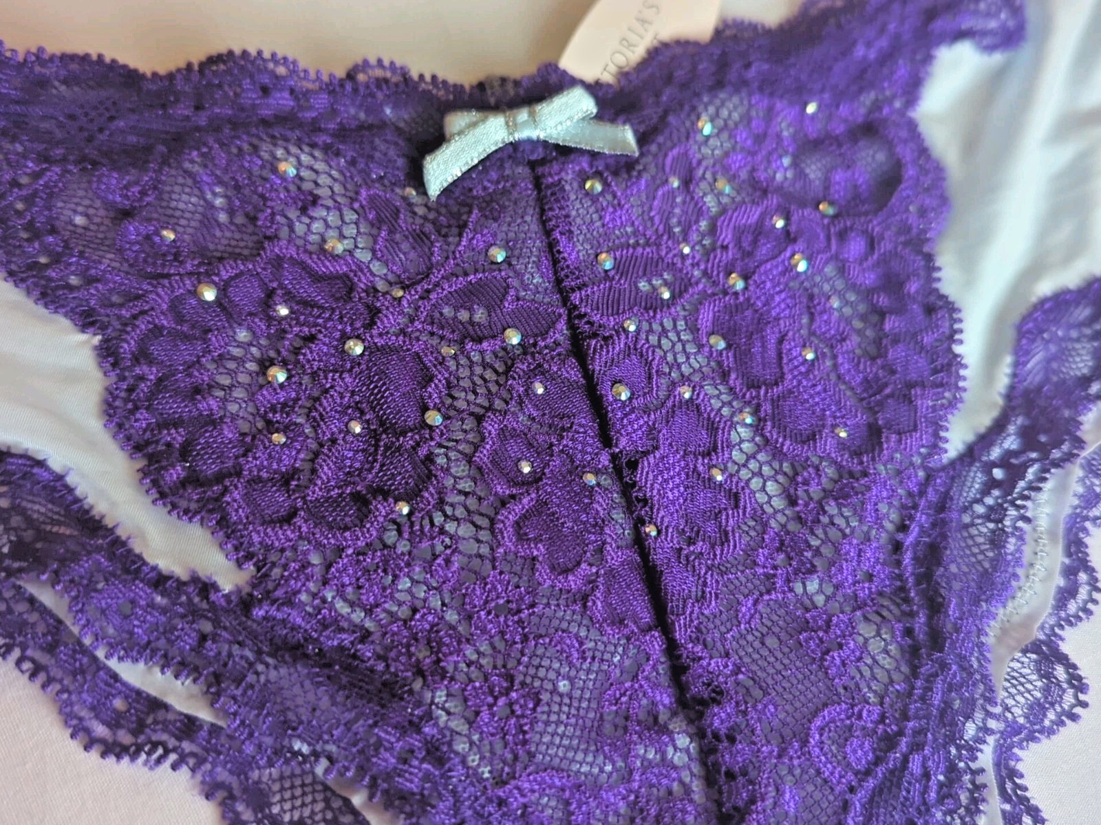 Dream Angels Cheeky Med Smooth Purple Lace sparkle panties Victoria’s Secret NWT