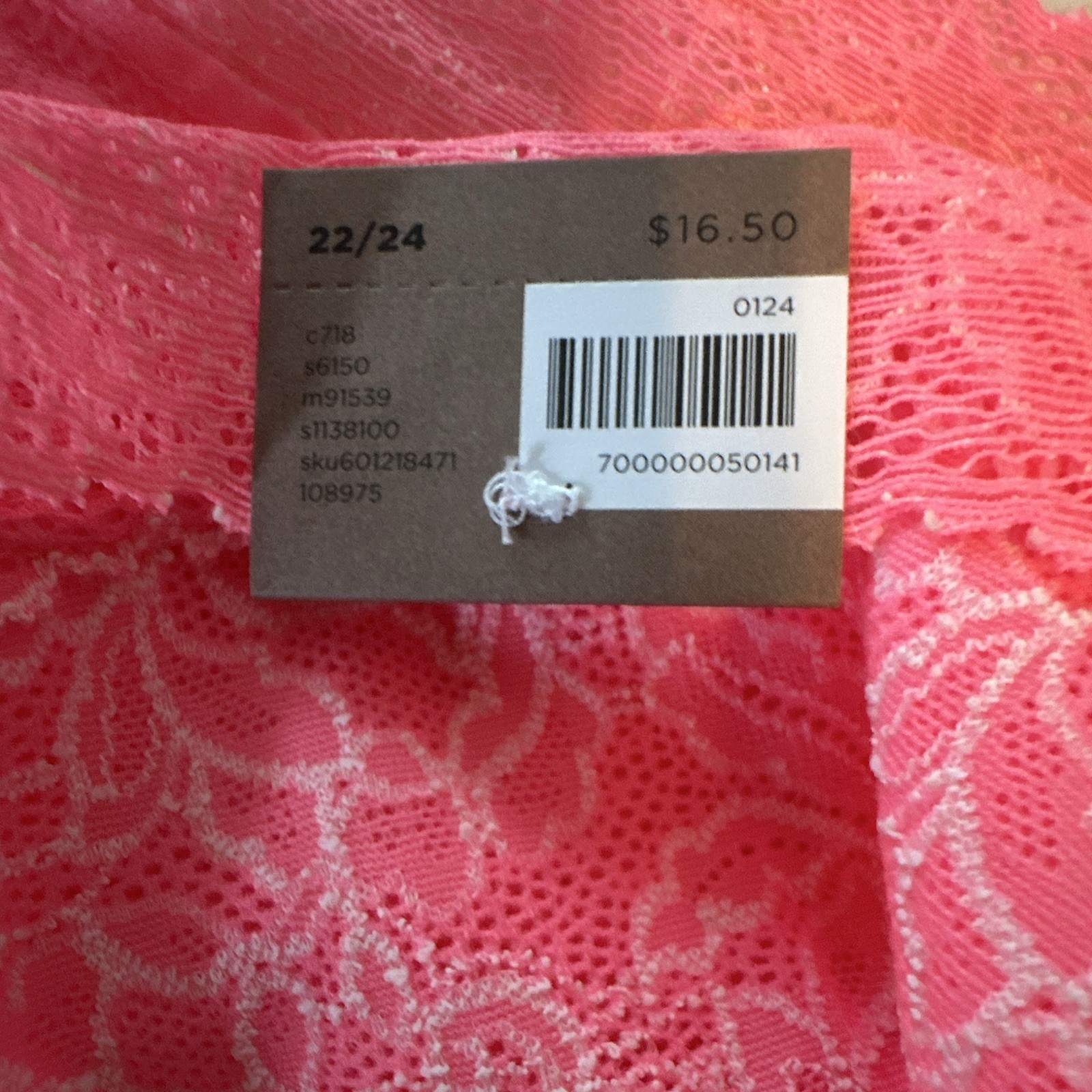 Cacique Women’s Plus 22/24 Pink Floral Lace Cheeky Panties Stretch 1 Pack
