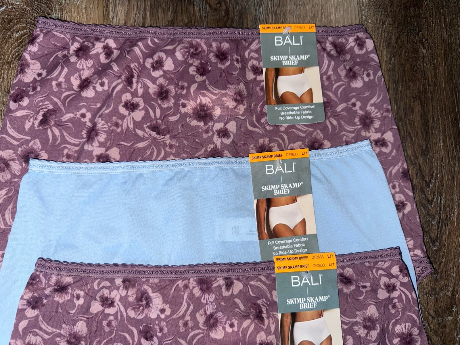 Bali ~ 3-Pair Womens Brief Skimp Skamp Underwear Panties Nylon Blend ~ L/7