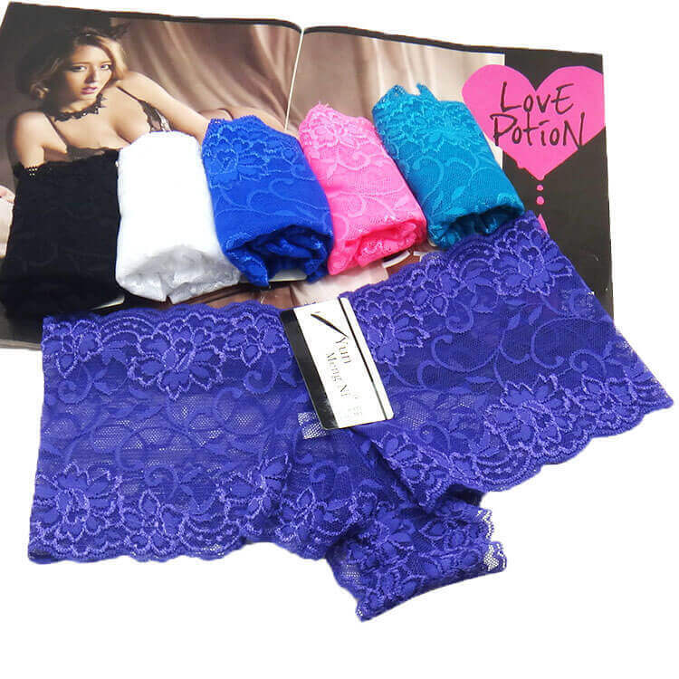 Women’s Lace Boy Shorts French Knickers See-Thru Sexy Soft Airy Gusset S M L