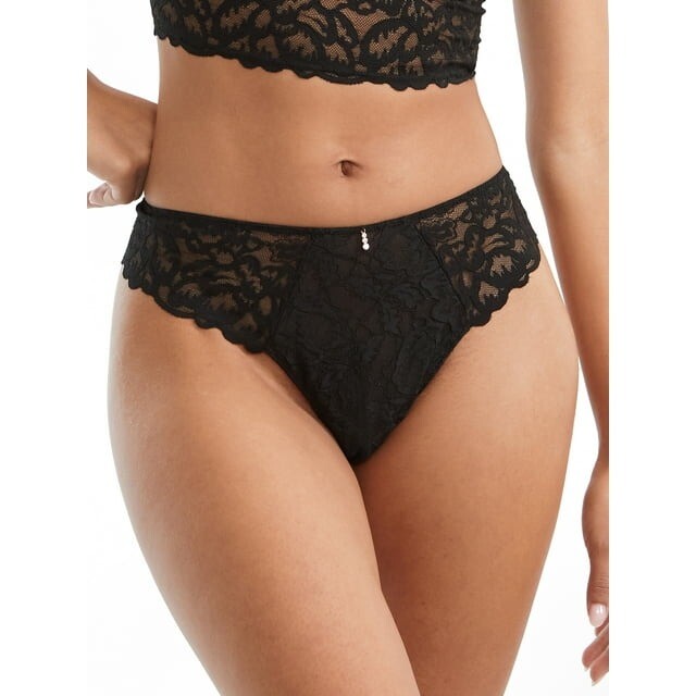 Pour Moi BLACK Manhattan Hi-Cut Brief Panty, US 6