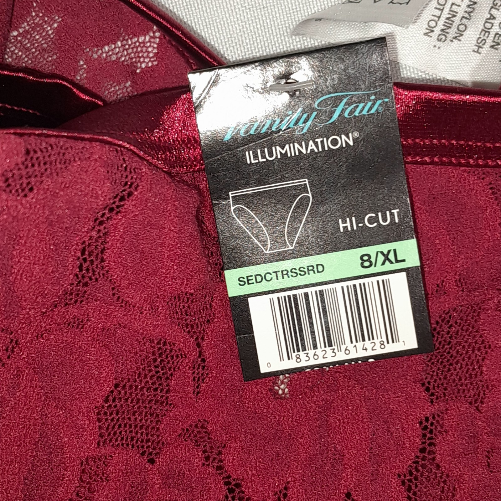 3 Vanity Fair Illumination High Cut Panties 8 XL Red/Navy Lace Satin Trim NWT
