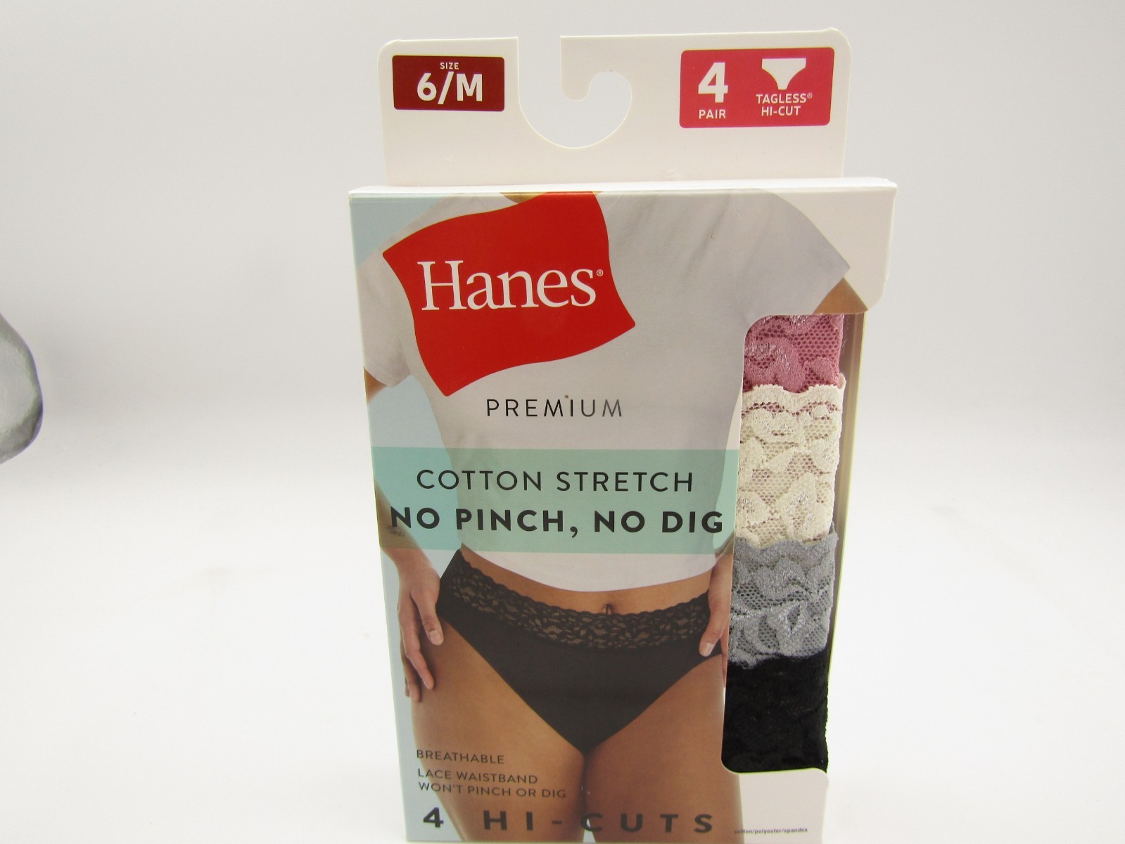 Hanes Women Cotton Stretch No Pinch No Dig 4 Hi Cut 6/M