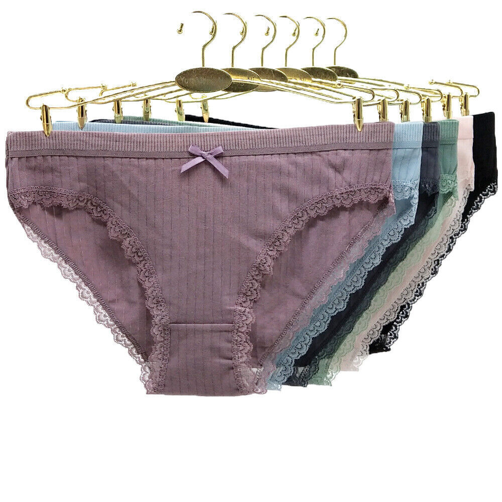 6 Pack Womens Cotton Knickers Sexy Bikini Underwear Seamless Panties Lingeries