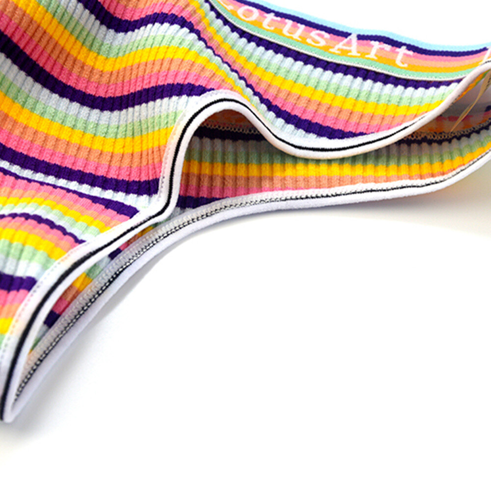 5PCS Women Sexy Rainbow Colorful Striped Cotton Panties Briefs Thongs Underwear