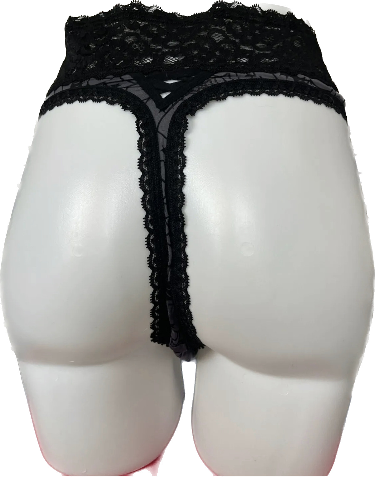 Torrid Plus 6 Black Bats Spider Web Lace Waistband/Trim Mid-Rise Thong Panties