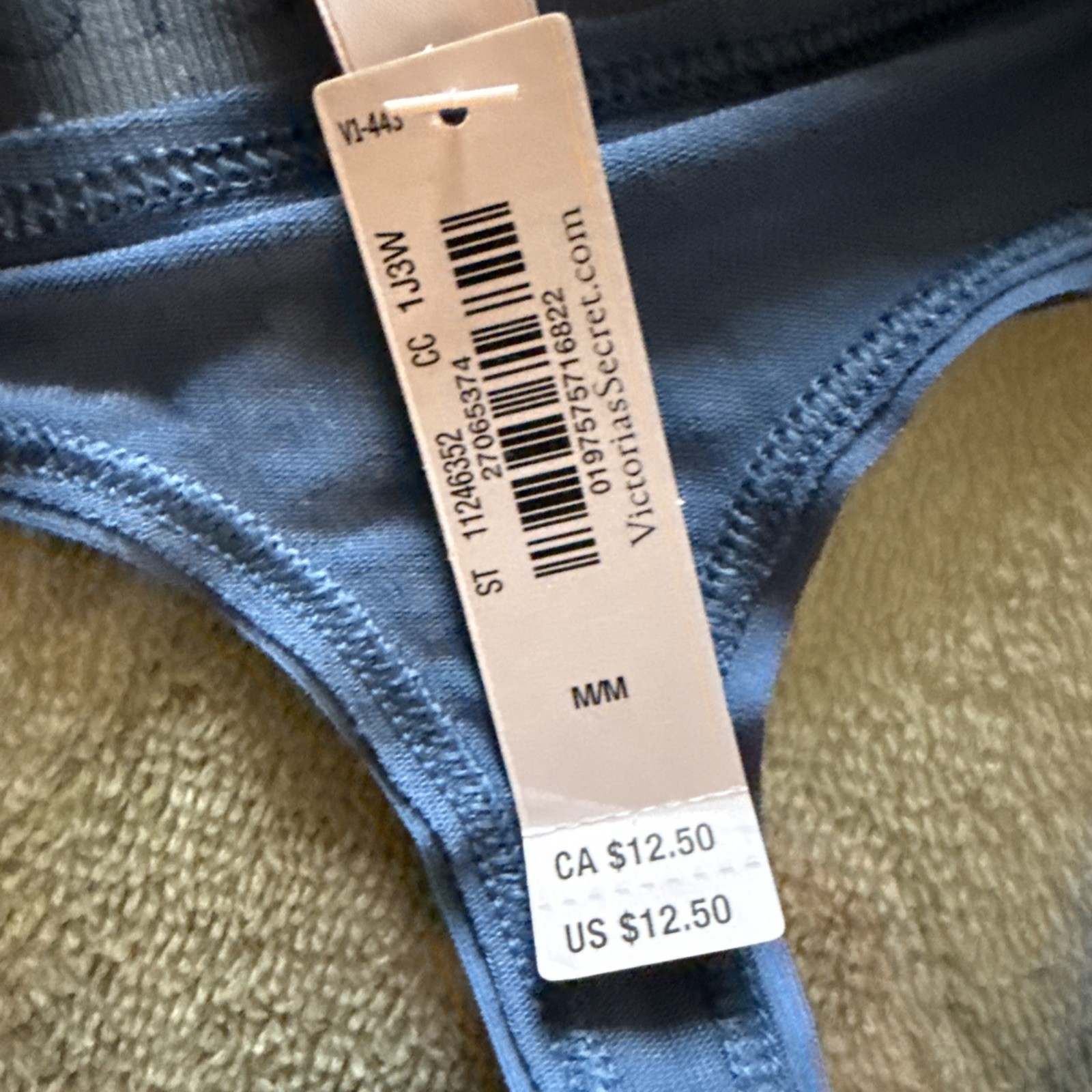 Victoria’s Secret Medium Denim Blue Logo, Cotton Thong Panties