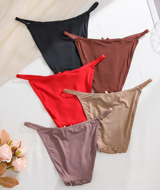 5 Pack Satin & Jacquard Lace Cheeky Panty Hot Sexy Naughty Slippery Size M 🔥
