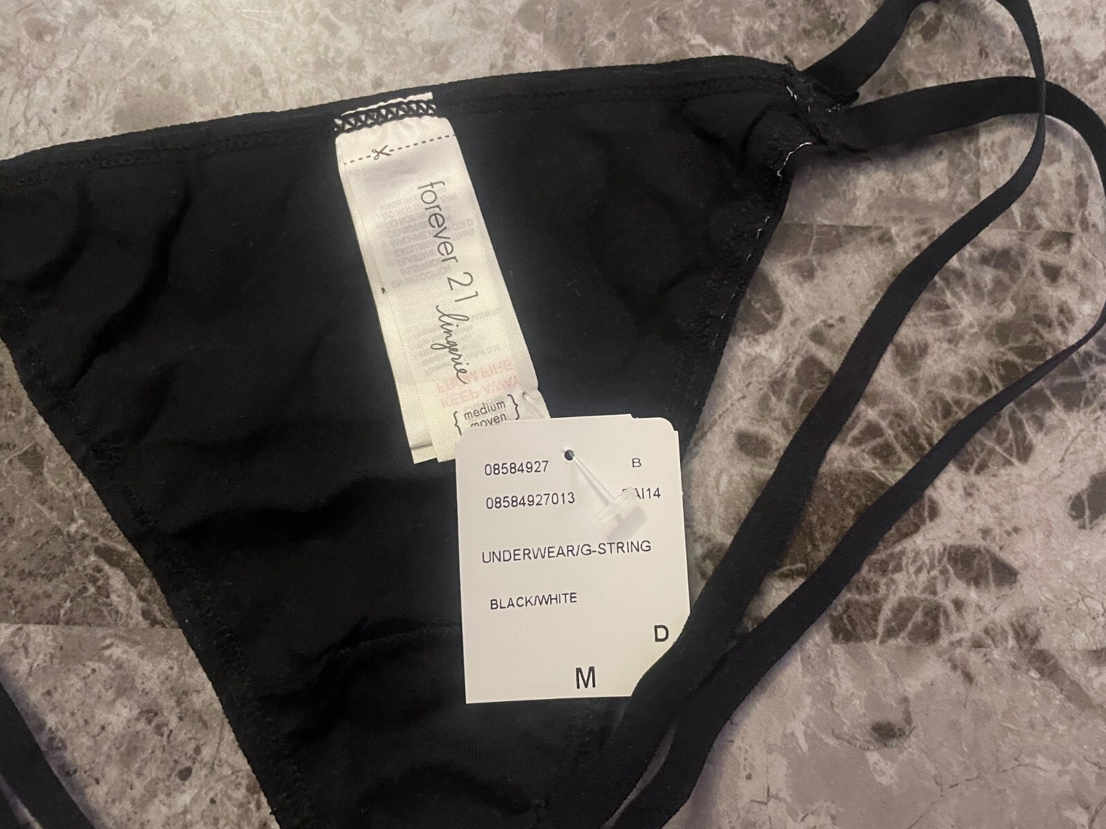 NWT FOREVER 21 M BLACK WHITE POLKA DOT STRAPPY VINTAGE RARE V STRING PANTIES