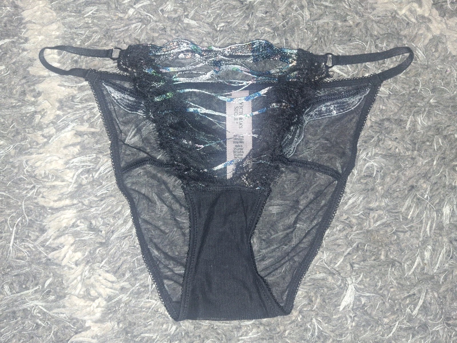 VS Floral Embroidered Sequin String Bikini panty new Medium