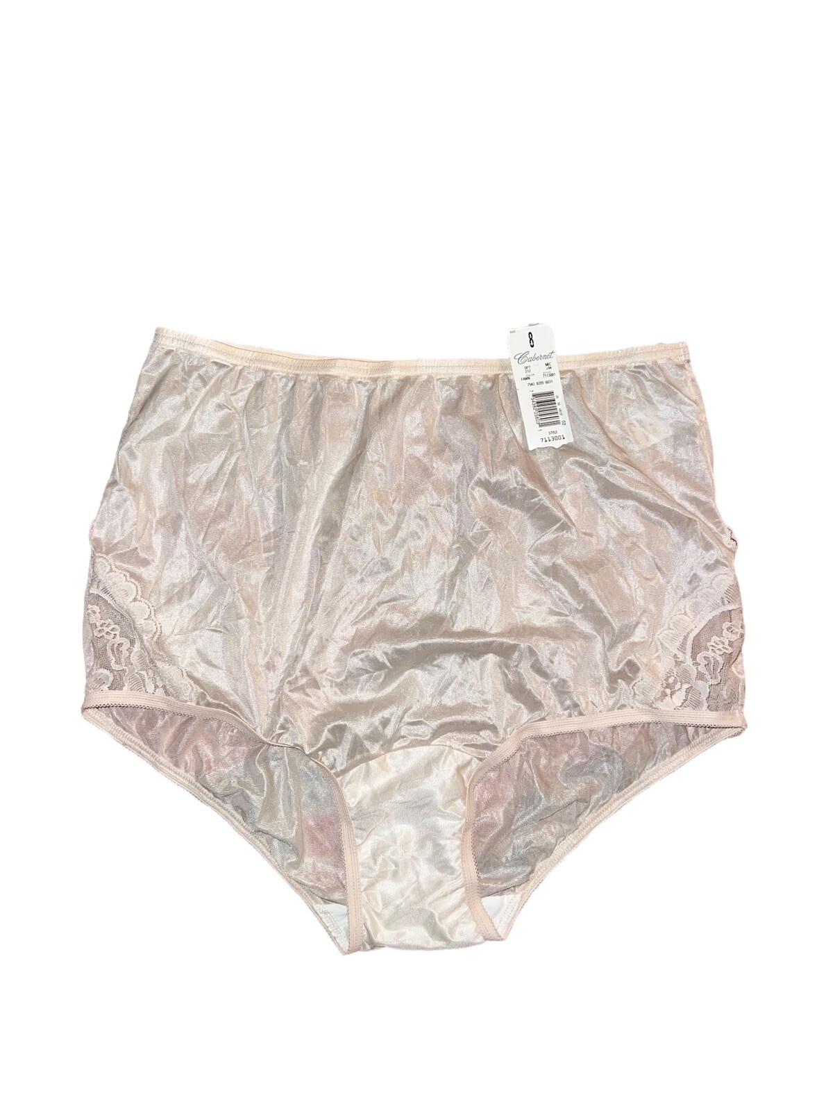 New VINTAGE CABERNET SATINY Beige Lace Second Skin Satin PANTY 8 XL SISSY GRANNY