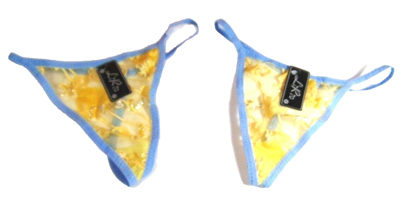 Women’s LiRio 2 Pair of Yellow & Blue Thong Panties Size One Size NWT