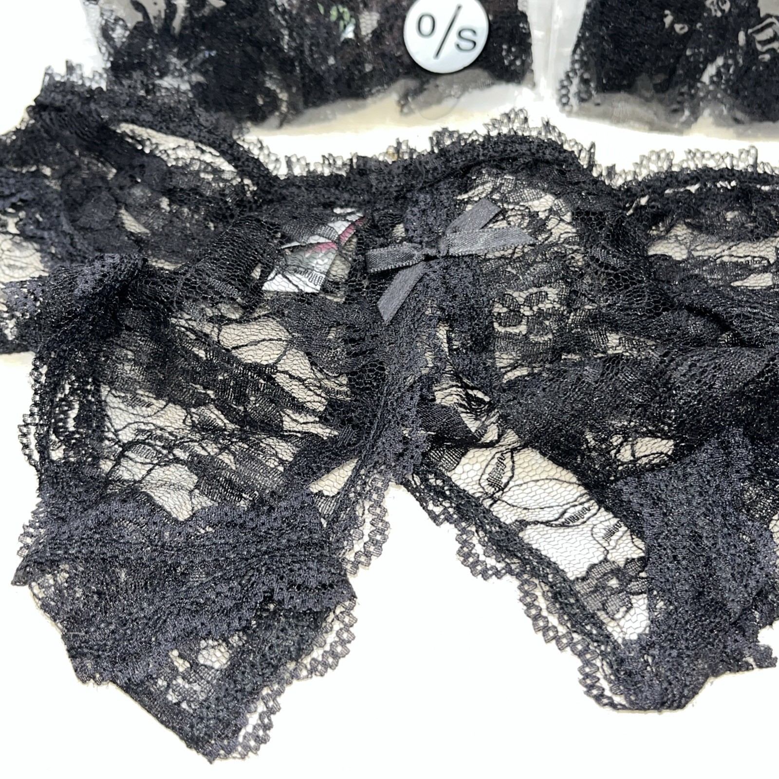 Crotchless Panty W/Gold Locket by Elegant Moments Black (2320) O/S Lot Of 3 New