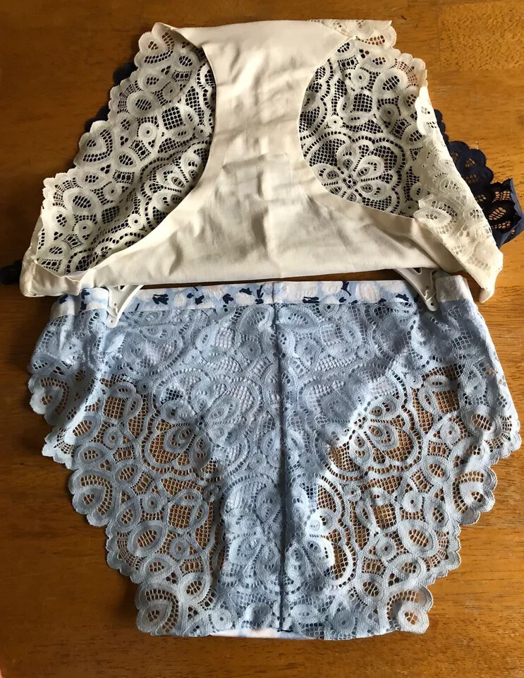Tranquil & True Women’s 1X Bikini With Lace Briefs Panties Underwear Blue 3 Pair