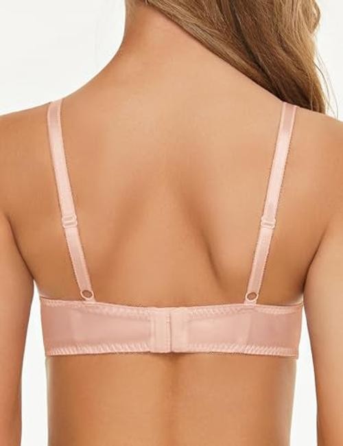 Women’s Sexy Lace Plus Size Embroidered Sheer Unpadded 36D Light Pink