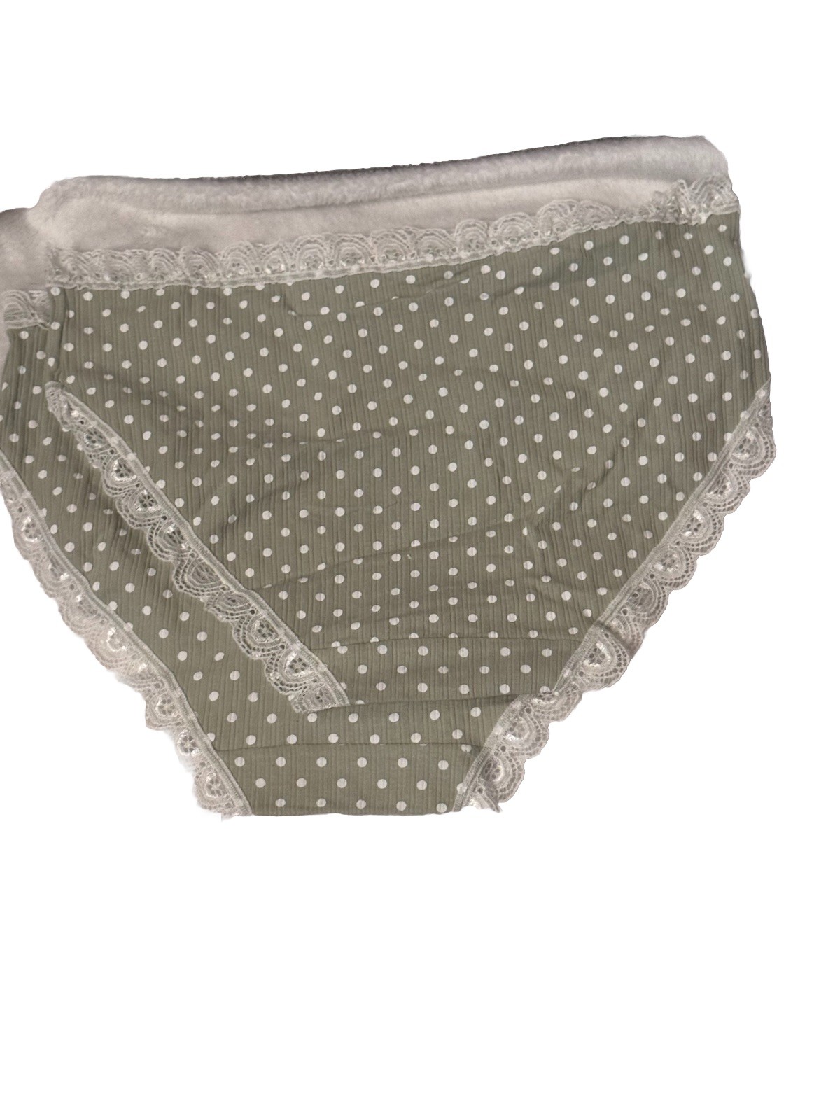 BND 2 – New Panmanni Sage Green Polka Dot Lace Trim Hipster Panties XL NWT Sexy