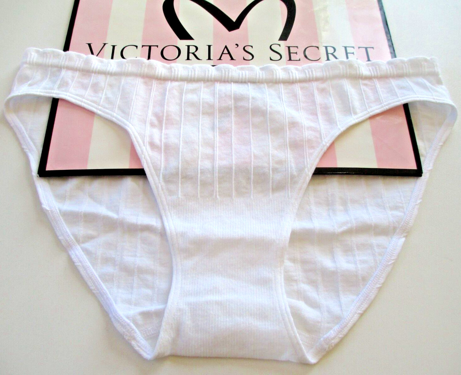 VICTORIA’S SECRET Cotton Bikini Panty VS White S M L XL Textured NWT