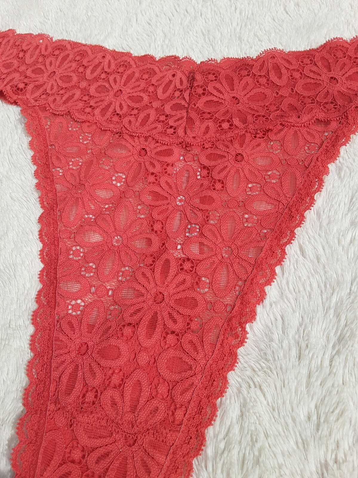 •NWT Jenni Womens Lace Thong Underwear Panty One Size Plus Fits 1X 2X 3X Cayenne
