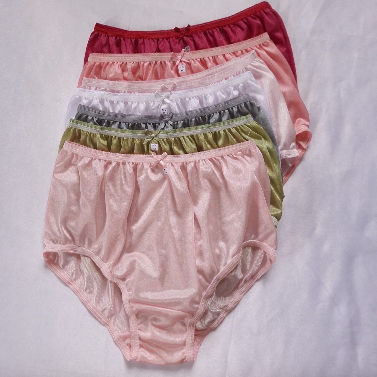 7pcs Colorful Size M Light Underwear Nylon Silky Soft Slip Panties Waist 30″-36″