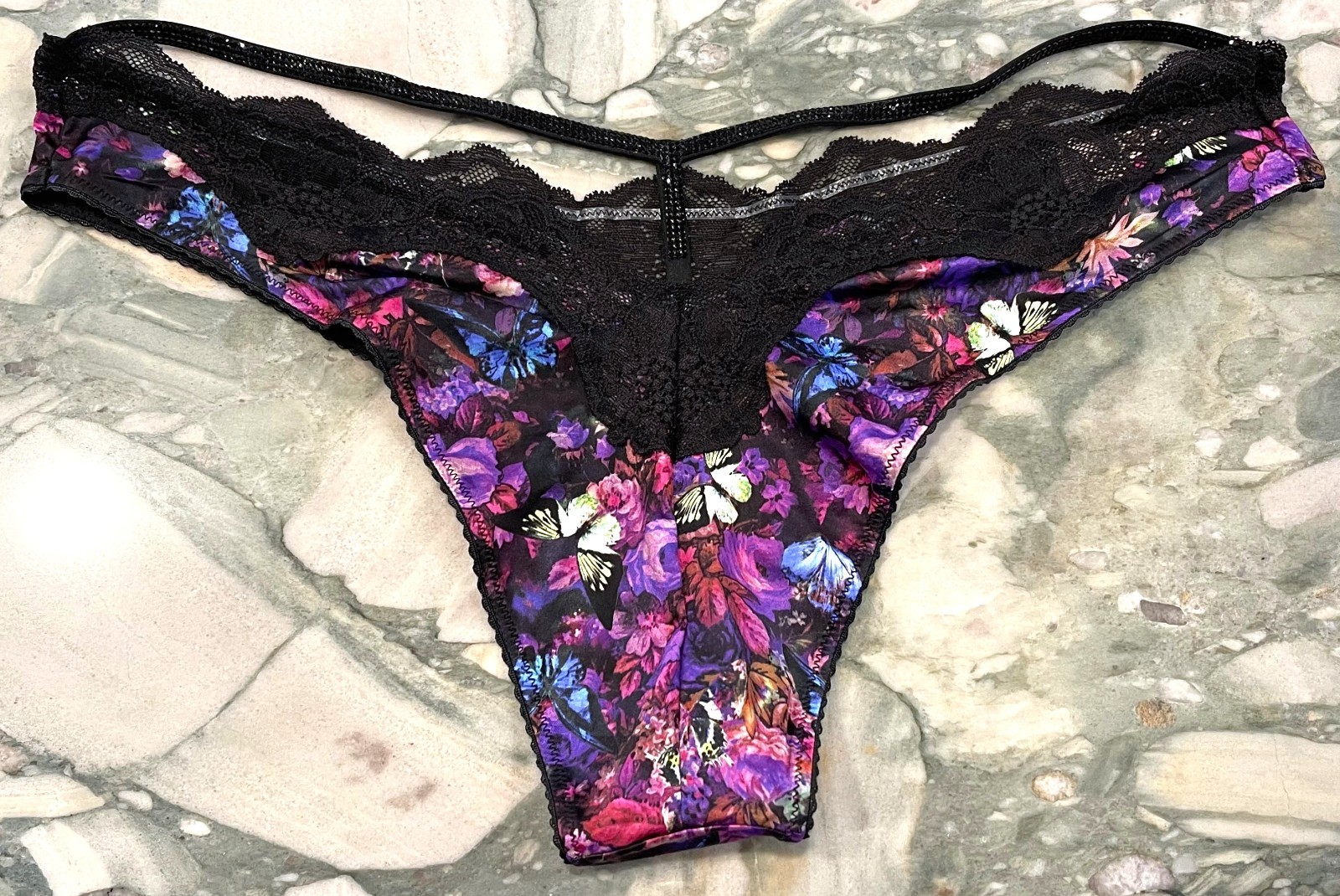 NEW Victoria Secret Very Sexy Shine Cutout Y-Back Brazilian Butterflies XL XXL