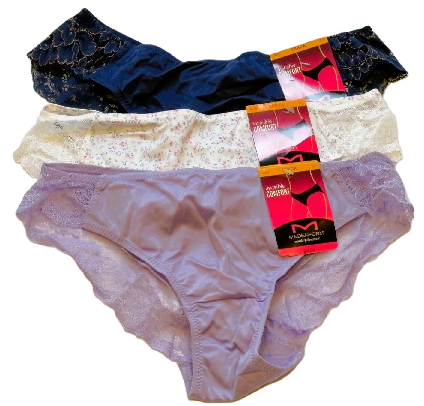 New 3 Pairs Maidenform Comfort Devotion Lace Back Tanga Panties 40159 Sz S 5 NWT