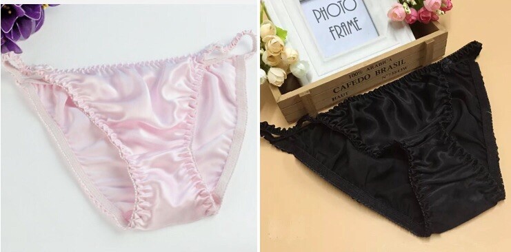 2 Packs-Ladies/Girls 100% mulberry silk panties briefs bikinis w/bow-Size L/XL