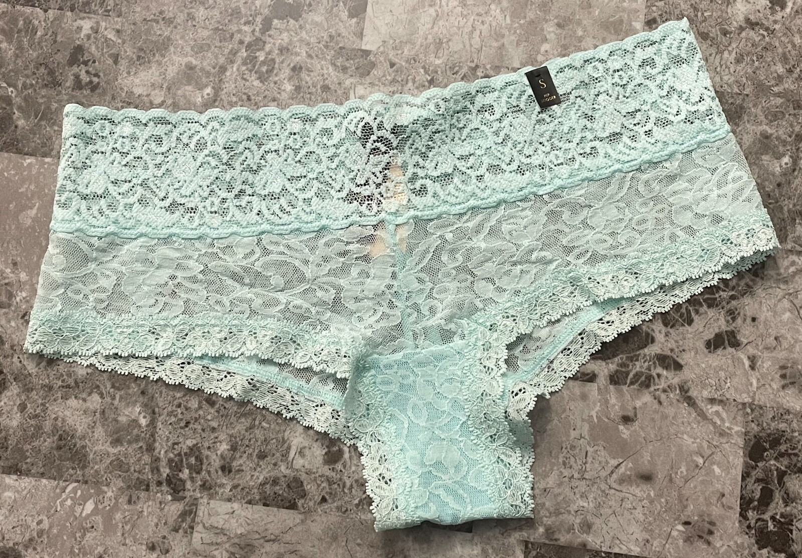 NWT VICTORIA’S SECRET THE LACIE S AQUA FLORAL LACE RARE CHEEKY HIPHUGGER PANTIES