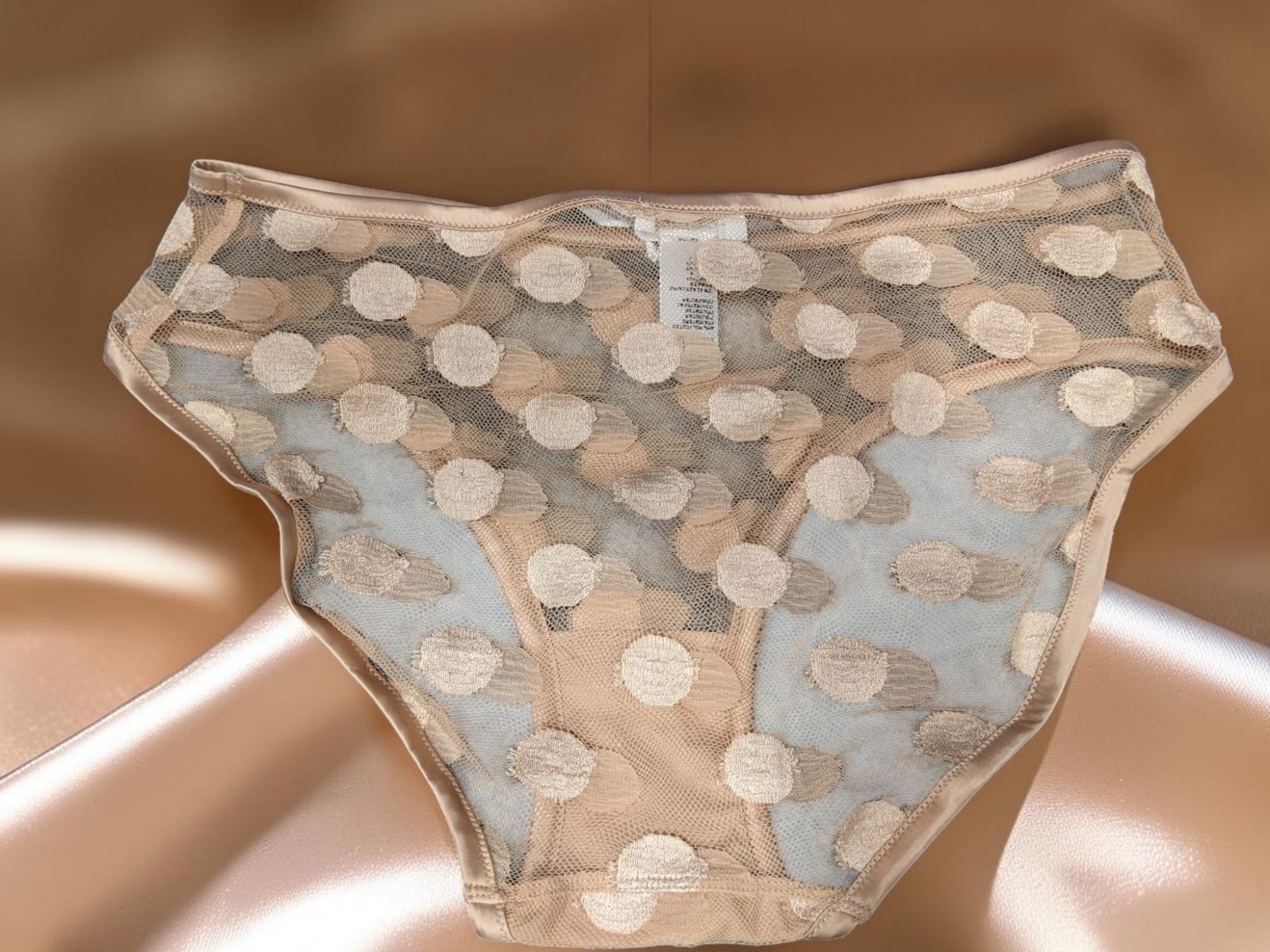 ERES BALLON BULE SATIN TRIMMED POLKA DOT LACE BRIEFS BISCUIT SIZE 40/ US 8