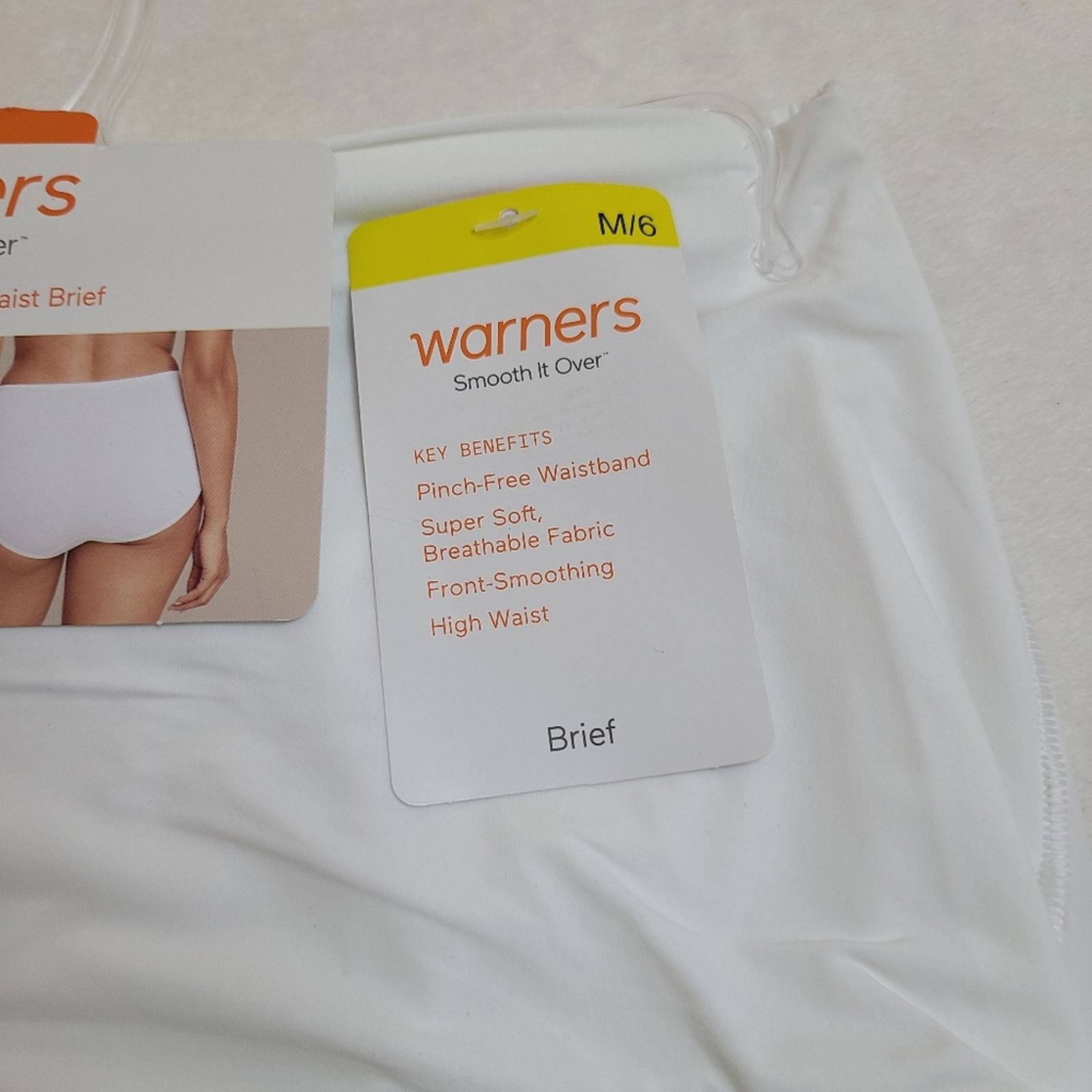 Warners Smooth It Over Silky Nylon High Waist Brief Panty Size M White