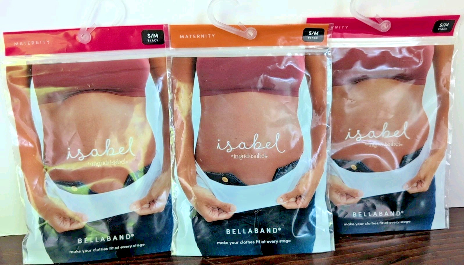 Lot of 3 Isabel Maternity Pregnancy Bella Band Black Size S/M Sealed