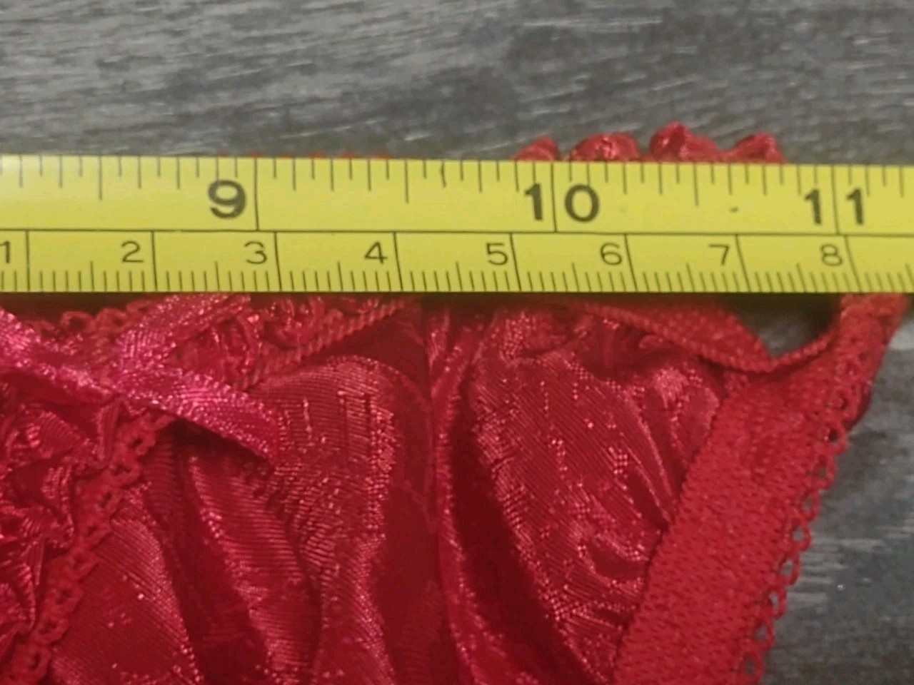 Vtg NWT Red Satin Panty String Bikini Floral Embossed Van Mar Size Medium