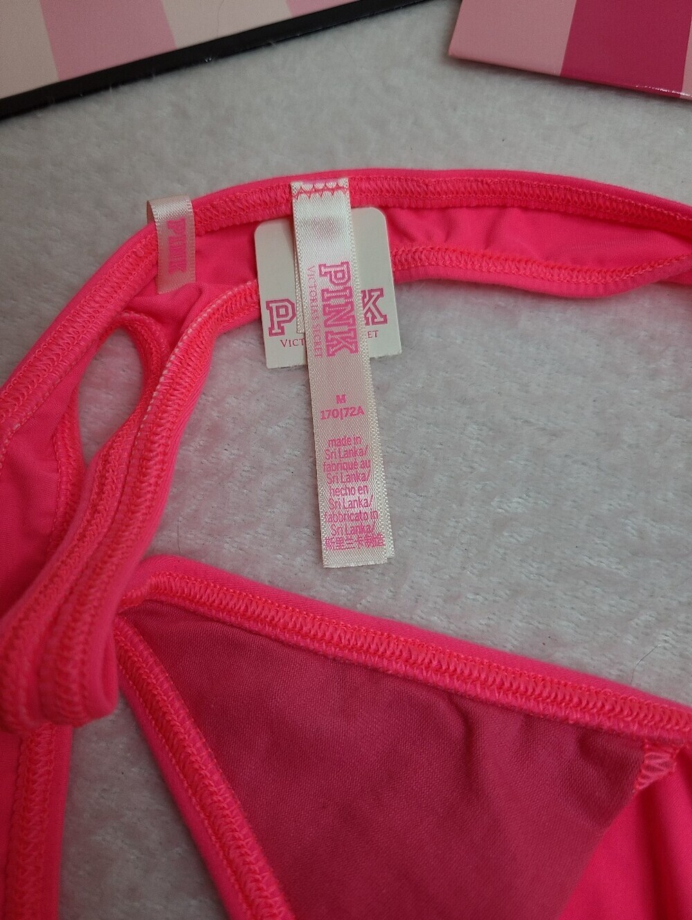 Retired VS PINK Super Smooth Microfiber Nylon Ruched Front Thong Panty Size M