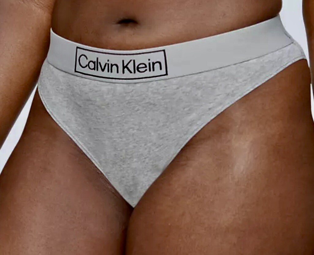 CALVIN KLEIN Reimagined Heritage Cotton Grey Black Bikini Panty Womens 1X 2X 3X
