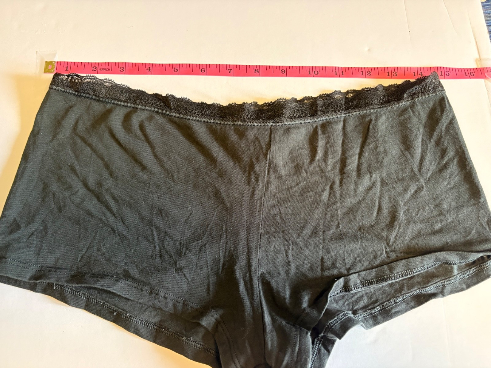Victoria’s Secret Panty Lot 3 Pair XL Cheeky Shortie Lace Trim Black Plaid Red