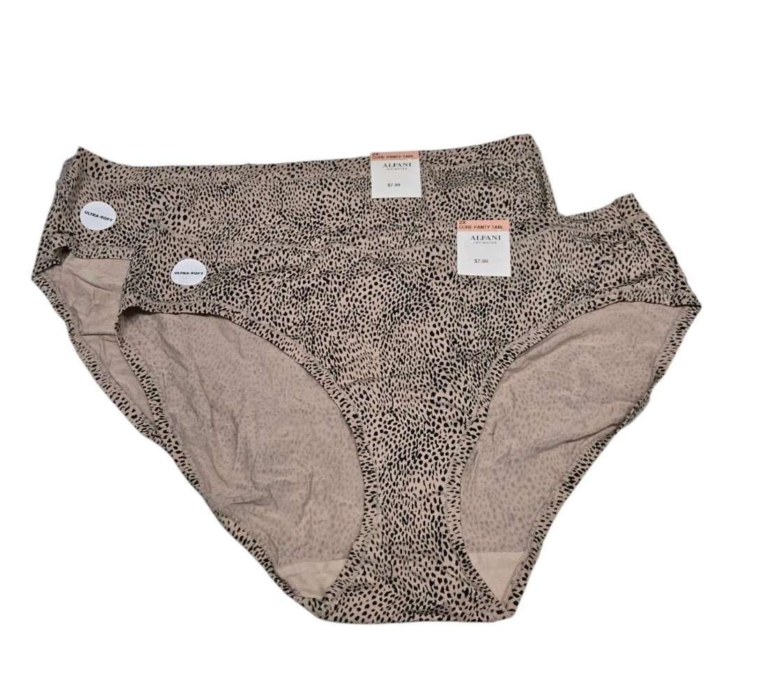 Lot Of 2 Alfani Womens 2X Ultra Soft Bikini Panties Cheetah Print Underwear